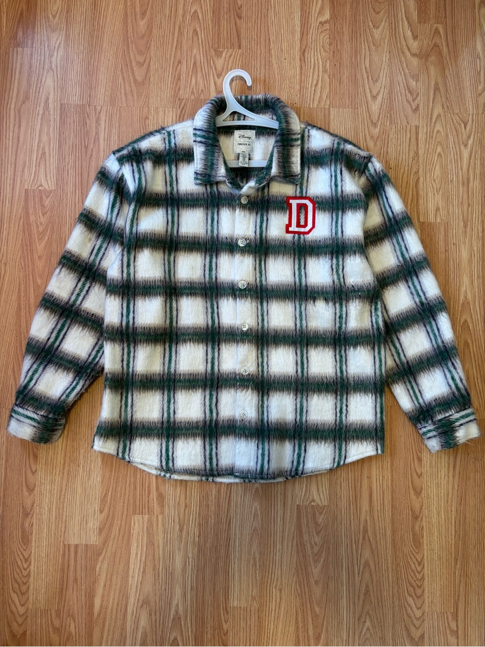 Limited Edition Disney Forever 21 Plaid Fuzzy Button Shirt Jacket